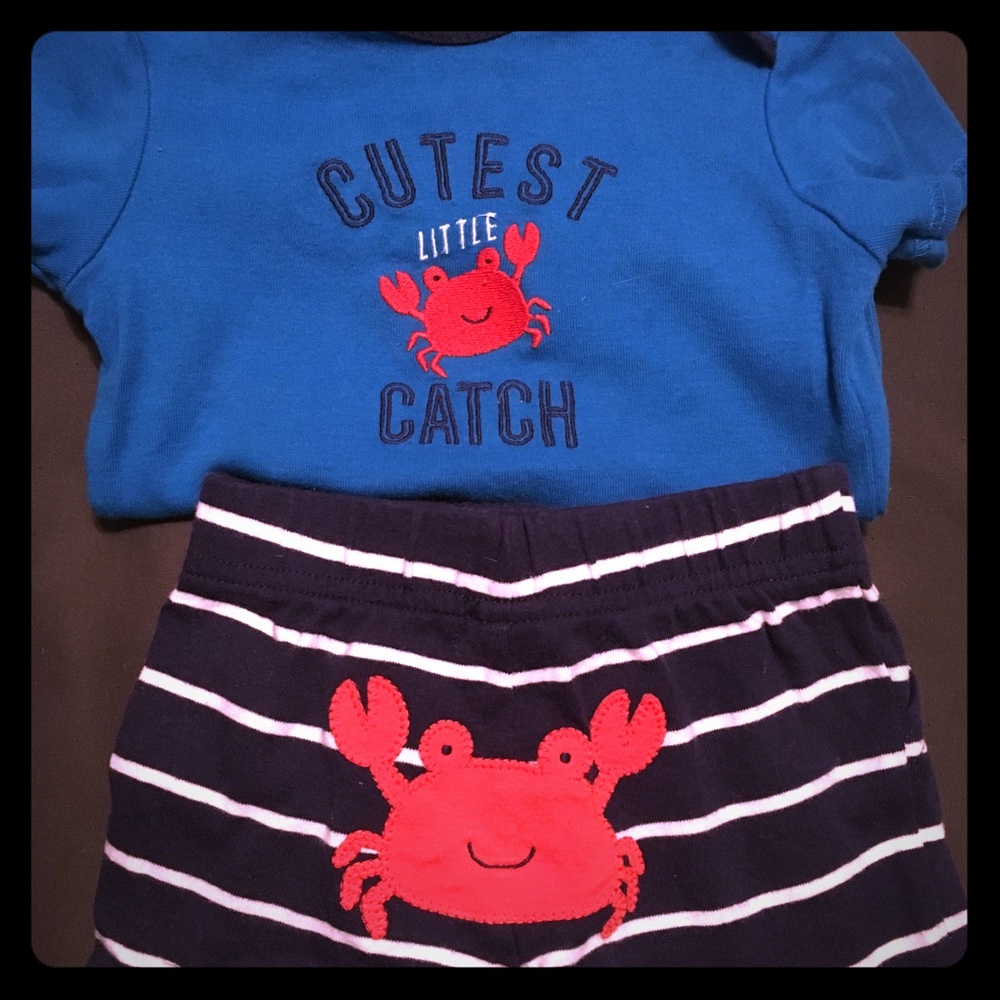 12 month old “cutest little crab” outfit